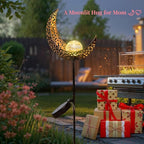 TAKE ME Moon Solar Lights for Women Garden Outdoor Decor Waterproof Metal Solar Stakes Lights for Patio Yard Walkway Lawn Patio Mothers Garden Gifts Mom Wife Grandma