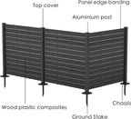 Kozyard 50" W x 48" H Outdoor Privacy Screens Aluminum Post, Air Conditioner Fence Panels, Pool Equipment Enclosure, Trash Can Screens Fence Kit for Outside Backyard Patio(Black/3Panels)