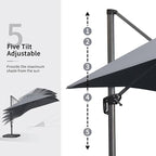 PURPLE LEAF 9' X 11.5' Patio Umbrella Outdoor Cantilever Rectangle Umbrella Aluminum Offset Umbrella with 360-degree Rotation for Garden Deck Pool Patio, Light Grey