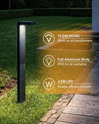 Low Voltage Landscape Lights, 6 Pack Outdoor LED Pathway Light, Wired Path Lighting for Walkway, Garden, IP65 Waterproof, 400LM, 4000K, Modern Cast-Aluminum, Black