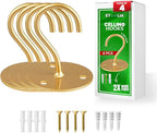 Ceiling Hooks for Hanging Plants- 4pcs 2.56 inches Heavy Duty Powder Coated, Gold Hanging Hooks for Bird Feeders, Planters and Wind Chimes