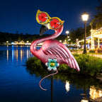Solar Flamingo Yard Stakes 39.7" with Red Moving Eyeballs, Flamingo Solar Lights Outdoor for Pathway Patio Lawn Ornaments Garden Stakes