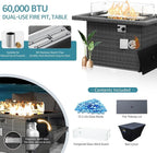 NICESOUL 13 Piece Outdoor Furniture with Fire Pit, Large Patio Couch Set with Fire Pit Table & Chaise Lounge, Modular Sectional Patio Sofa 500 lbs Heavyduty 10-Seat Group, Gray & Turquoise