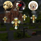 Solar Cross Garden Stake Lights for Outdoor Garden,Cemetery,and Yard Decor,Angel Wings Cross Solar Christmas Lights Outdoor,Memorial Gifts Angel
