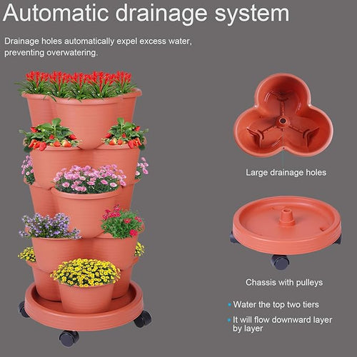 5-Tier Vertical Garden Tower Stackable Planter for Strawberries, Flowers, Vegetables & Herbs(Indoor & Outdoor)