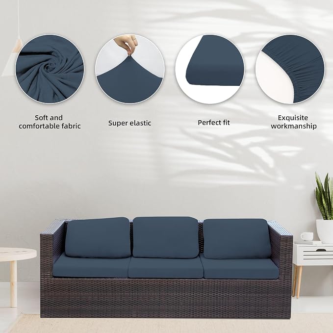 Cushion Covers 8 Pack Stretch Grey Blue Outdoor Patio Sofa