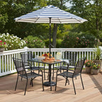 Tangkula 35 Inch Patio Dining Table with Tempered Glass Top, Square 4-Person Outdoor Bistro Table with 1.5" Umbrella Hole & Sturdy Metal Frame, Patio Dining Table for Backyard, Lawn, Deck & Poolside
