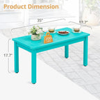 LUE BONA Outdoor Coffee Table Rectangle, HDPS Patio Coffee Tables for Outside, All Weather Patio Coffee Table with Slatted Tabletop for Deck, Garden, Balcony, Indoor or Outdoor Use, Aruba Blue