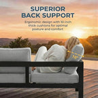 Solaste Aluminum Patio Furniture Set for All Weather, Oversized Metal Outdoor Furniture Set with 27.5" Deep Seating and 3.2" WIde Armrest, Outdoor Patio Conversation Sets with 10’’ Back Suport Cushion