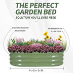 1MORE Galvanized Raised Garden Bed- Planter Garden Boxes Outdoor, Raised Beds for Gardening, 4x2x1ft Metal Garden Bed Kit for Vegetables Flower, Planter Raised Beds with Tools.Green-2pack