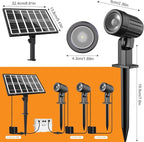 CLY Solar Landscape Spotlights, Solar Lights Outdoor IP66 Waterproof, Remote Control 2 Dynamic Modes 3 Brightness Adjustable 2700-6500K Auto On/Off 11M Cable for Garden Pathway Trees Flag 3 in 1