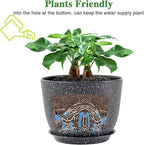 12inch Large Plant Pot, Modern Plastic Planter with High Driange Holes and Saucer for Indoor Outdoor Garden Plants and Flowers, Black Speckles
