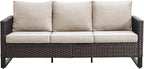 Belord Outdoor Couch Patio Furniture: Wicker Patio Sofa with Deep Seat High Back, 800Lbs Weight Capacity Oversize Outdoor Seating 3 Seater Rattan Couch, Anti-Rust Frame, Brown