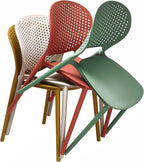 2xhome Set of 4 Patio Dining Chairs | Modern Stackable Outdoor Pool Side Chair | Weather Resistant Plastic for Yard, Porch, Balcony, Kitchen, Green