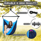 Hammock Chair, Portable Outdoor Hanging Rope Swing, Max 500 Lbs, Collapsible and Lightweight Nylon Parachute Hammocks Chair for Indoor, Backpacking, Travel, Backyard, Patio, Hiking (Navy,Blue)