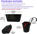 LaLaGreen Rail Planter Outdoor Plants(11.8 Inch, 12 Pack) Black Metal Iron Hanging Flower Pots Deck Railings Fence Buckets Modern Countryside Boho Style Wall Mount Window Box Plant Holder Porch Decor