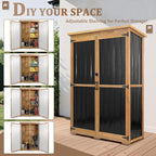 PetsCosset 46" L Large Outdoor Storage Cabinet with Shelves, Wood & Metal Storage Shed Weather-Resistant, Outside Storage Cabinet for Garage Patio Backyard Garden with Waterproof Roof