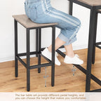 HOOBRO Bar Table and Chairs Set, 47.2” Rectangular Pub Table with 2 Stools for Small Space, High Top Table, 3-Piece Breakfast Set, Sturdy Metal Frame, Easy to Assemble, Greige BG52BT01