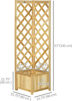 Outsunny Wooden Raised Garden Bed with Trellis, 57" Freestanding Corner Planter Box for Vine Plants Flowers Climbing and Planting Natural
