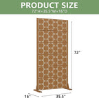 Casaphoria Metal Privacy Screen Outdoor, 72" H x 35" W Freestanding Decorative Privacy Screen for Patio Deck Balcony Garden with Stable Base, Brown-Square