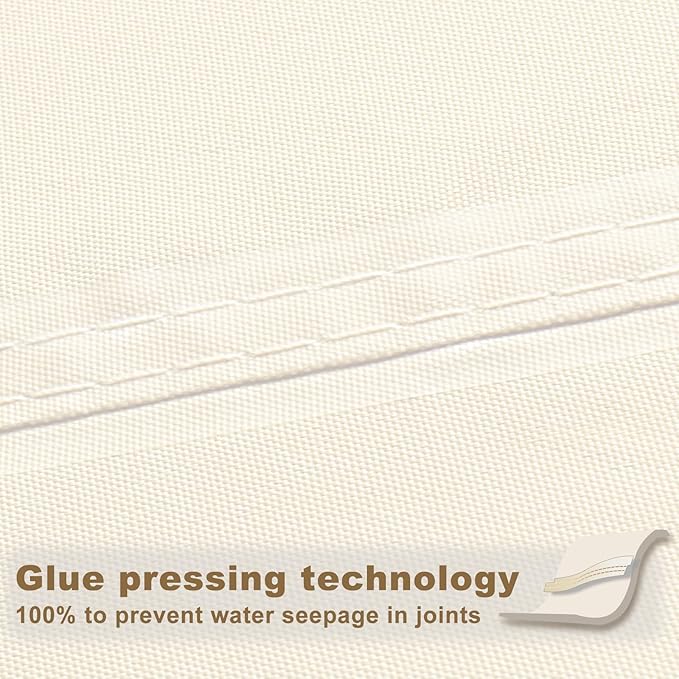 SUNNY GUARD Waterproof Sun Shade Sail 6.5' x 10' Cream Rectangle UV Block Sunshade for Backyard Yard Deck Patio Garden Outdoor Activities and Facility(Customized)