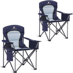 ALPHA CAMP Heavy Duty Camping Chair 500LBS Capacity, Oversized Folding Chair for Heavy People, Padded Portable Outdoor Chair with Cooler Bag & Cup Holder for Camping, Fishing, Beach