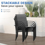 VICLLAX 5 Pieces Patio Dining Set, Outdoor Furniture Set Includes 41.2" Round Patio Table and 4 Patio Sling Chairs, Black Tabletop and Dark Grey Fabric