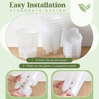 Self Watering Pots for Indoor Plants with Deep Reservoir and High Drainage Holes for Outdoor Plants and Flowers, Bare Root Planter(8.27'',Clear,6 Pcs)