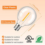 LED Bulbs, 50 Count G40 Clear Plastic E12 Dimmable