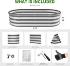 Galvanized Metal Raised Garden Bed Kit for Outdoor Planter Boxes with Easy Assembly,Oval Large Galvanized Gardening Raised Bed for Vegetables, Fruits, Flower (Silver, 4 * 2 * 1ft)