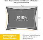 Artpuch Waterproof Sun Shade Sail, 8'x10' Dark Grey Rectangular, UV Resistant Rain Canopy, Curved Edges Shade Cloth for Outdoor Patio, Deck, Yard (Customizable)