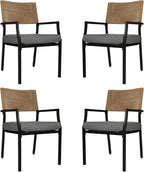 Grand patio Outdoor Dining Chair Set of 4, 4 Pieces Patio Dining Chairs, Stackable Wicker Chairs Set with Cushions Armrest for Restaurant, Outdoor, Garden, Porch, Lawn and Poolside