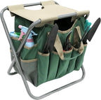 MDSTOP Folding Gardening Stool with Detachable Storage Tote Bag, Gardening Tools Set Organizer for Fishing Outdoor Sports Hiking Camping Garden, Gardening Gifts for Mom/Dad and Gardeners (Polyester)
