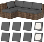 Cushion Covers 8 Pack, Stretch Fit Patio Slipcovers in Medium Grey