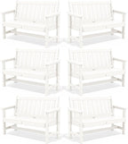 SERWALL Outdoor Bench, HDPE Outdoor Benches Weatherproof, 2-Person Garden Bench with 660 lbs Weight Capacity, Patio Benches for Outdoors, Garden, Porch, Backyard and Park, White, 6 Pack