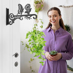Metal Plant Hooks (2-Pack) - Decorative Wall Hangers with Butterfly Design for Indoor & Outdoor Use - Hanging Brackets for Plants, Flower Baskets, Bird Feeders, Lanterns - Patio, Garden, Home Decor