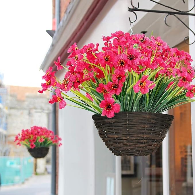 Artificial Plants Greenery 30 Bundles Rose Red UV Resistant Outdoor Flowers