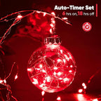 String Lights, 32.8 Ft Battery Operated LED Set in Red