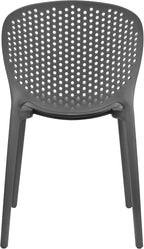2xhome Set of 3 Patio Dining Chairs | Modern Stackable Outdoor Pool Side Chair | Weather Resistant Plastic for Yard, Porch, Balcony, Kitchen, Gray