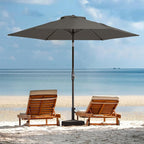 JEAREY 7.5FT Patio Umbrella Market Table Umbrella with 6 Sturdy Ribs, Push Button Tilt/Crank Outdoor Umbrella for Garden, Deck, Backyard, Pool and Beach,Gray