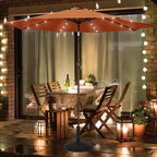 Blissun 9 ft Solar Umbrella with 32 LED Lights for Garden, Deck, Backyard (Rust)