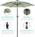Best Choice Products 7.5ft Outdoor Solar Market Table Patio Umbrella for Deck, Pool w/Tilt, Crank, LED Lights - Sage Green