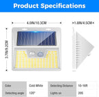 Peasur Solar Powered Lights Outdoor Motion Sensor, 2 Pack 140 LED Fence Light Waterproof, White Frame Security Wall Lighting for Outside Deck Yard Patio House Step