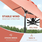 Tempera Patio Market Outdoor Table Umbrella with Auto Tilt and Crank, Large Sun Umbrella with Sturdy Pole & Fade Resistant Canopy, Easy to Set