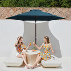 JEAREY 7.5FT Patio Umbrella Outdoor Market Umbrella with 6 Sturdy Ribs, Push Button Tilt/Crank Table Umbrella for Garden, Deck, Backyard and Pool, Lake Blue