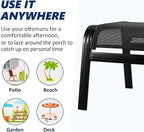 Patio Outdoor Ottoman Assembled Aluminum Footstools Small Seat Side Table Footrest for Balcony, Poolside 2 Set Black