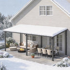 AECOJOY 8' x 20' Outdoor Hardtop Metal Gazebo for Patio, Large Lean to 20x8 Galvanized Steel Wall Mounted Pergolas and Grill Gazebos Clearance, Patio Roof Heavy Duty Metal Awnings for Backyard, Decks