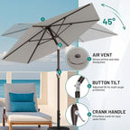 AreShark 7.5FT Patio Umbrella Table Market Umbrella with 6 Sturdy Ribs, Button Tilt/Crank Heavy-Duty Round Outdoor Umbrellas for Garden, Deck, Backyard,and Pool, Foggy Gray