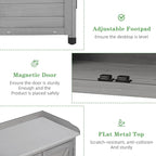 Outdoor Potting Bench with Storage Cabinet and Metal Top, Wood Workstation for Outdoor Patio, Garden (Classic Grey, 31.5x17x39‘’)