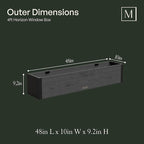 Mayne Horizon 4FT Window Box Planter – Modern Rectangular Faux Wood Grain Design for Windows, Durable All-Season Outdoor Flower Box with Drainage, Easy Installation